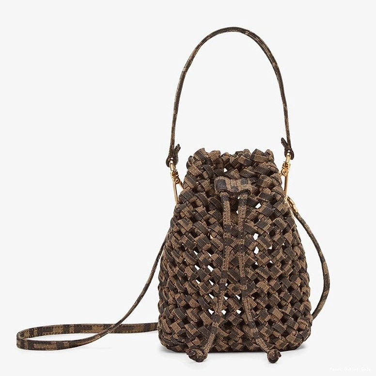 Affordable Fabric Bag Coffee Fendi Tresor In Mon Bucket Mini Interlace 0819